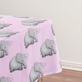 Gorgeous Cute Pink Elephants Baby Girl Nursery Tablecloth by EleSil at Zazzle