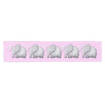 Gorgeous Cute Pink Elephants Baby Girl's Nursery Short Table Runner by EleSil at Zazzle
