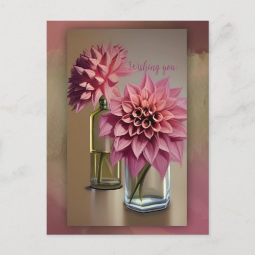 Gorgeous Dahlia flowers and custom text Announcement Postcard