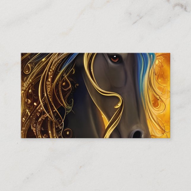 Gorgeous Dark Horse Triptych Business Card (Front)