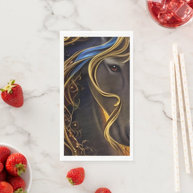 Gorgeous Dark Horse Triptych Paper Guest Towels (Insitu)