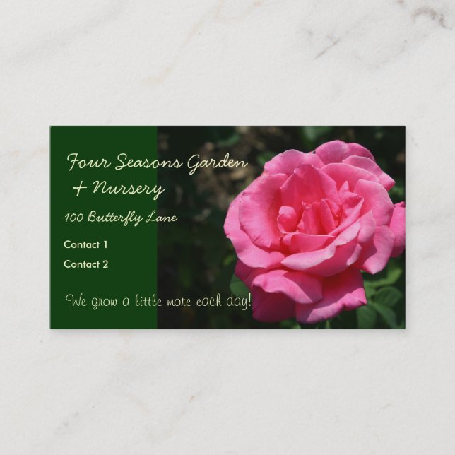Gorgeous Deep Pink Rose Business Card (Front)