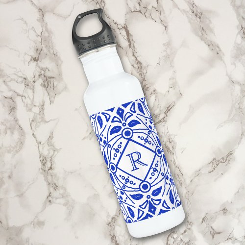 Gorgeous Delft_Blue Custom Monogram Water Bottle