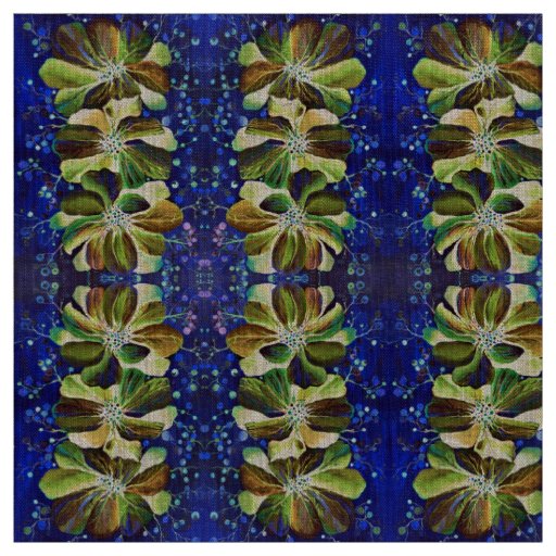 Gorgeous Delphinium  Flowers Hand-Painted Pattern Fabric