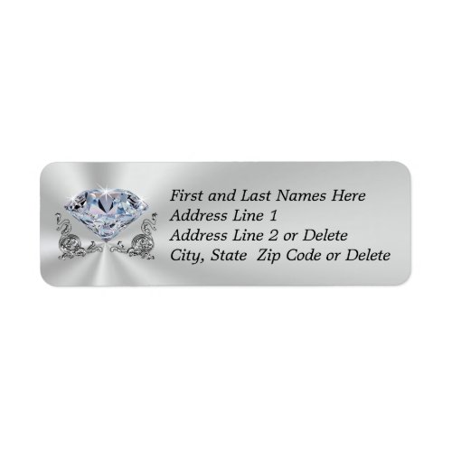 Gorgeous Diamond Address Return Labels YOUR TEXT