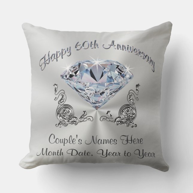 Gorgeous Diamond Anniversary Pillow, PERSONALIZED Throw Pillow (Front)