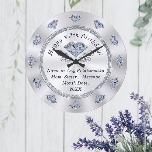 Gorgeous Diamond Clock Birthday Gifts by Year Large Clock