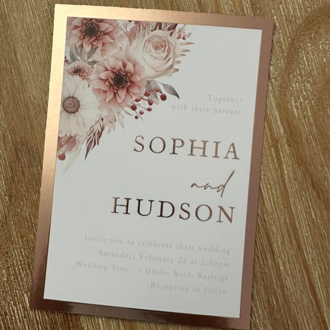 Gorgeous Divine Blush Wedding Rose Gold Border Foil Invitation (Creator Uploaded)