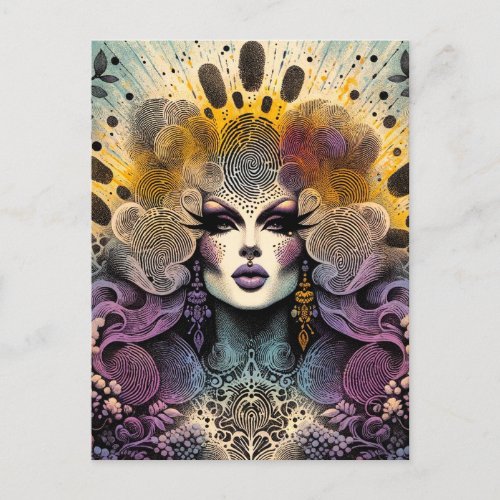 Gorgeous Drag Queen Fingerprints Postcard