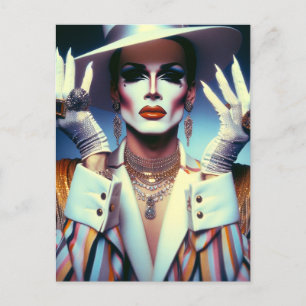 Gorgeous Drag Queen in Colorful Stripes Postcard