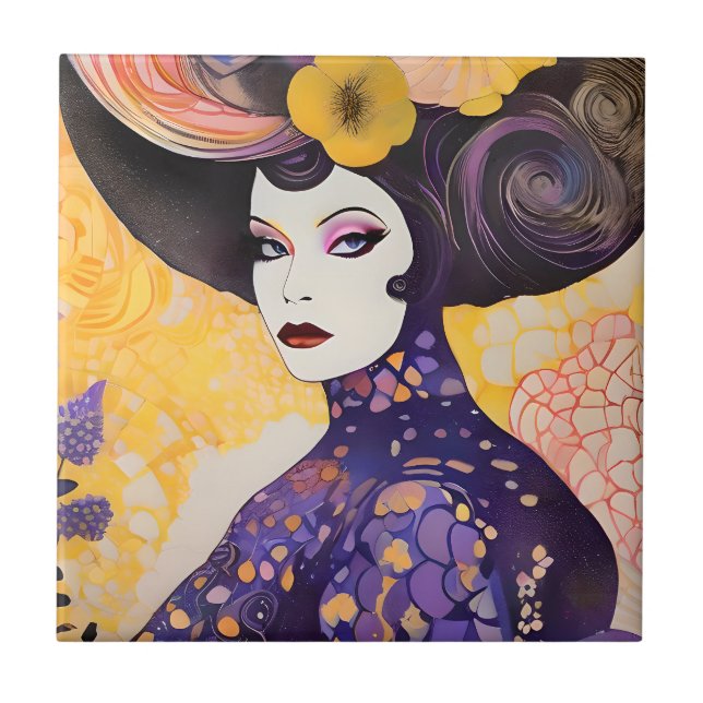 Gorgeous Drag Queen Klimt Style Ceramic Tile (Front)