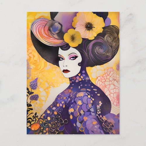 Gorgeous Drag Queen Klimt Style Postcard
