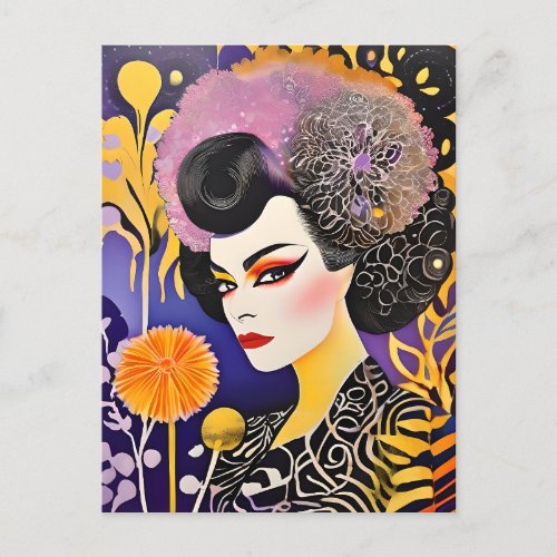 Gorgeous Drag Queen Purple Orange Postcard