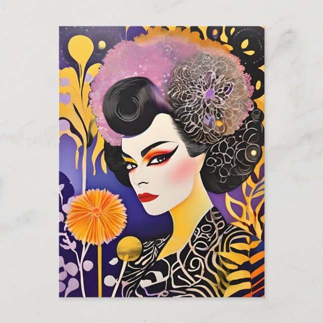 Gorgeous Drag Queen Purple Orange Postcard (Front)
