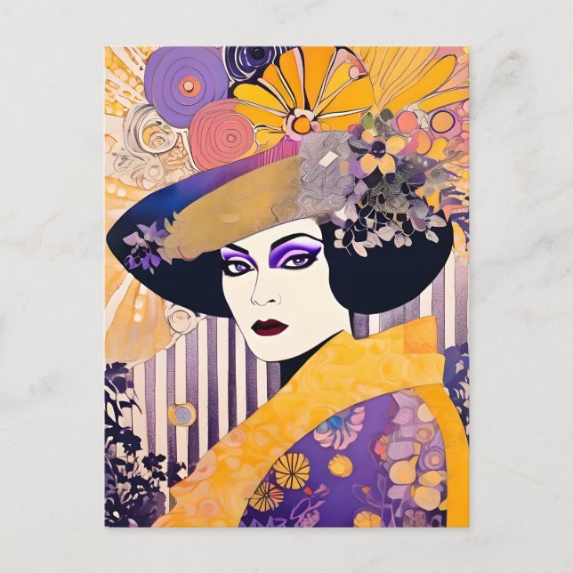 Gorgeous Drag Queen Purple Yellow Postcard (Front)