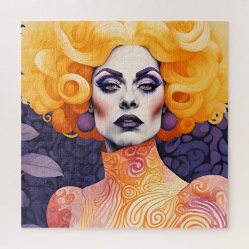 Gorgeous Drag Queen Red Hair Jigsaw Puzzle