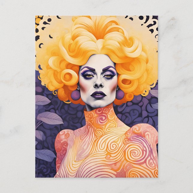 Gorgeous Drag Queen Red Hair Postcard (Front)