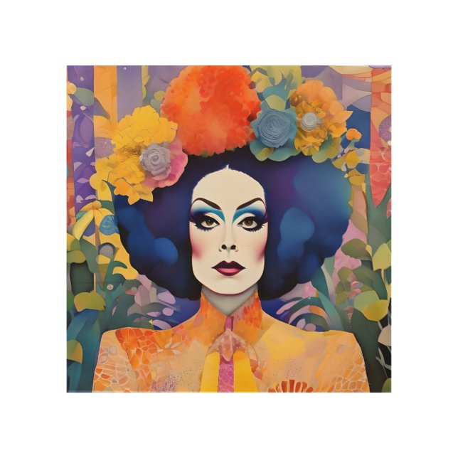 Gorgeous Drag Queen Wood Wall Art (Front)