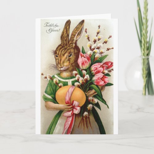 Gorgeous Dressed Lady Easter Bunny Willows Holiday Card