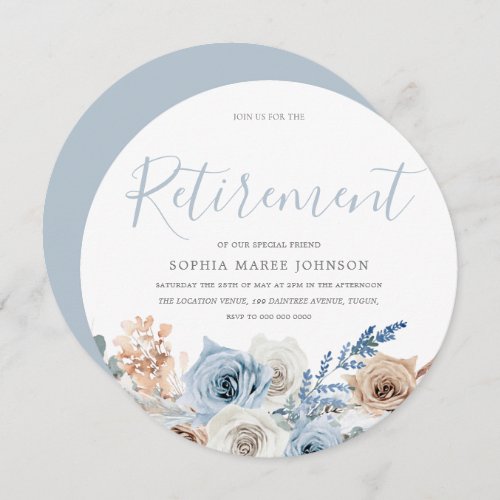 Gorgeous Dusty Blue Boho Retirement Celebration Invitation