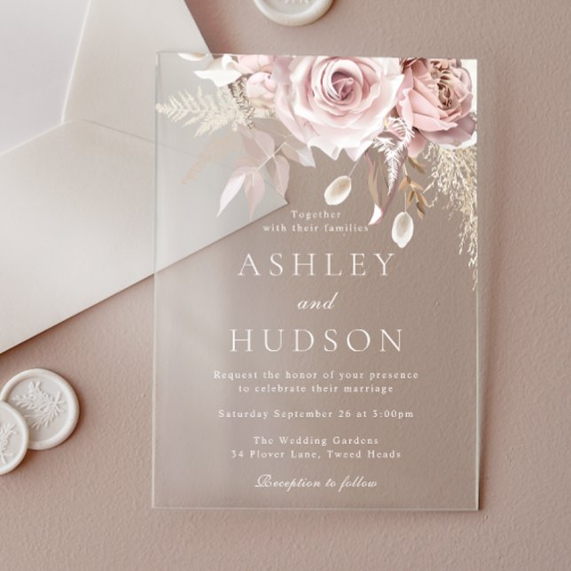 Gorgeous Dusty Rose & Blush Wedding Acrylic Invitations (Creator Uploaded)