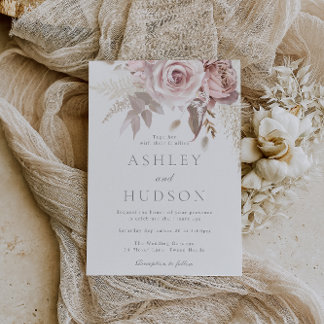 Gorgeous Dusty Rose & Blush Wedding  Invitation