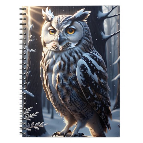 Gorgeous Eagle Owl in Snow Amongst the Trees Notebook