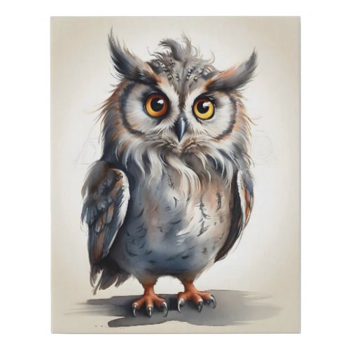 Gorgeous Eagle Owl Portrait  Faux Canvas Print