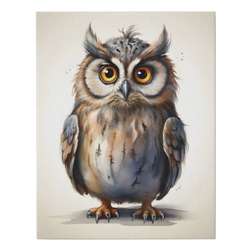 Gorgeous Eagle Owl Portrait  Faux Canvas Print