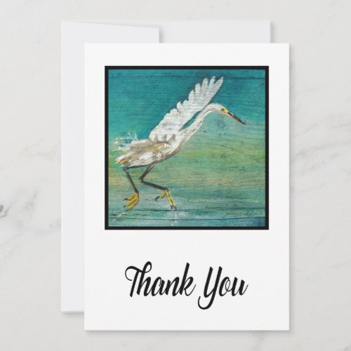 Gorgeous Egret Coastal Beach Painted Art Thank You Card