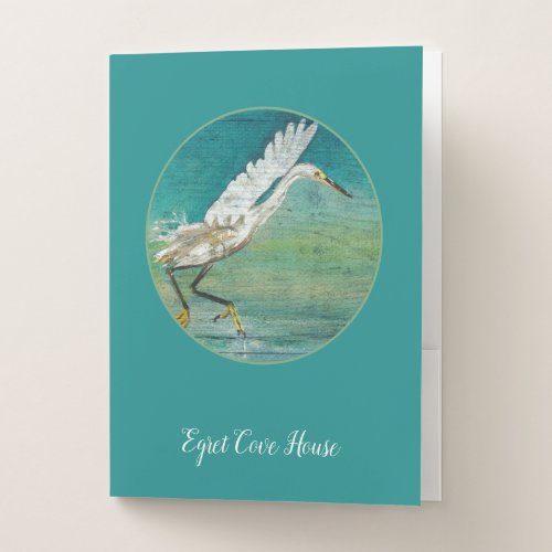 Gorgeous Egret Shore Bird On Water Personalize Pocket Folder