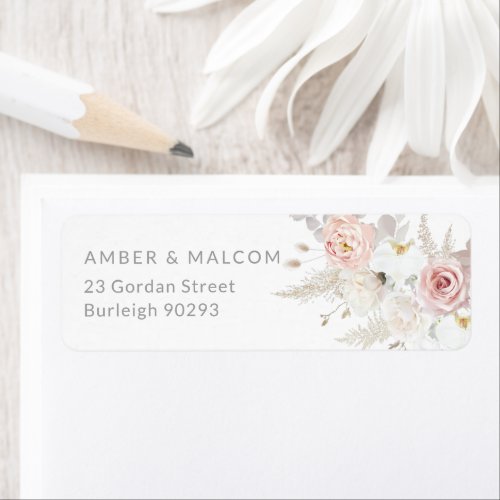 Gorgeous Elegance Blush Wedding Return Address Label