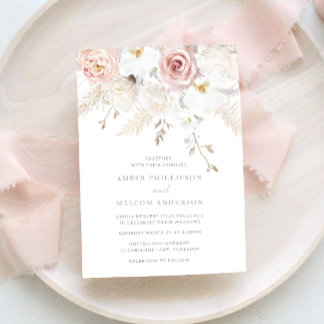 Gorgeous Elegance: Blush & White Floral Wedding Invitation