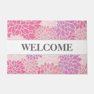Gorgeous Elegant Dahlia Flower Pattern Welcome Doormat