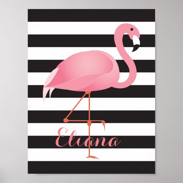 Gorgeous, elegant flamingo poster with name (Front)