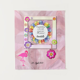 Gorgeous Elegant Floral Flamingo Personalize Tapestry