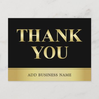 Gorgeous Elegant Gold Black Business Thank You Postcard by MonogrammedShop at Zazzle