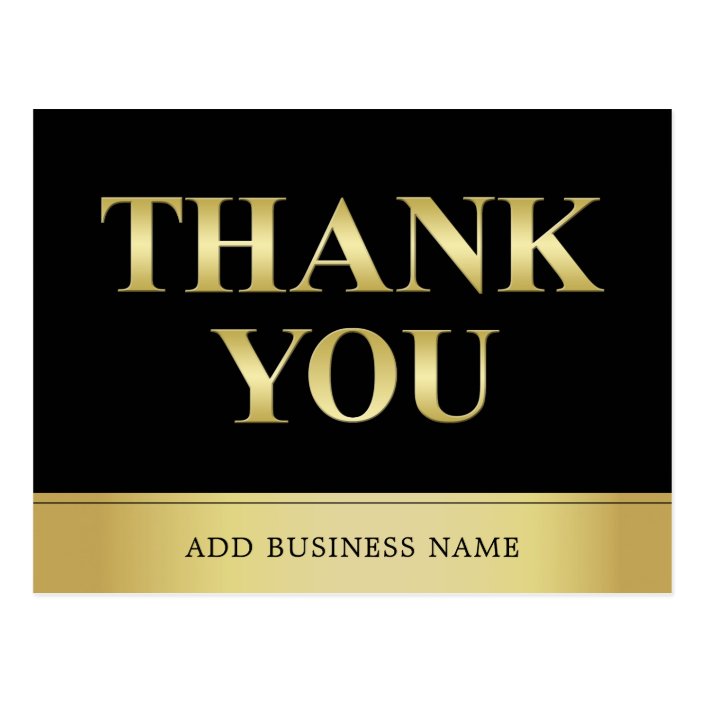 Gorgeous Elegant Gold Black Business THANK YOU Postcard | Zazzle.com