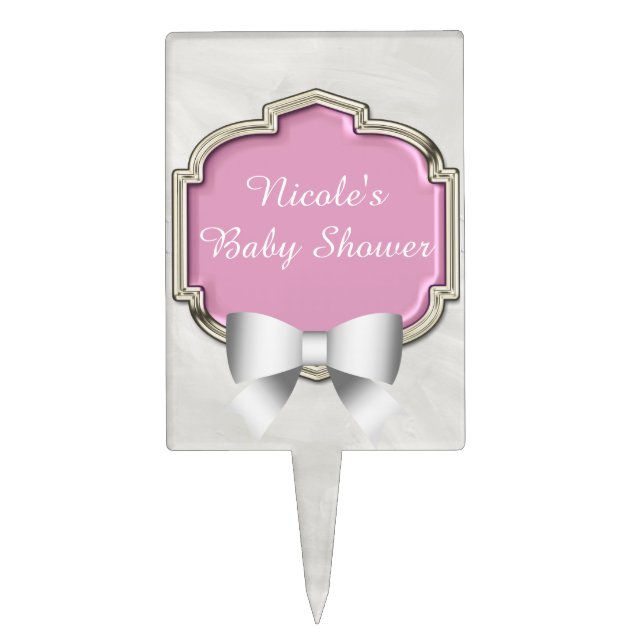 Gorgeous Elegant Pink Baby Shower Gift Cake Topper (Front)
