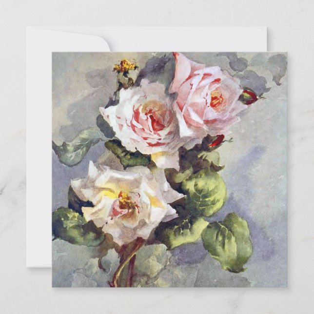 Gorgeous Elegant Pink Roses Watercolor Painting (Front)