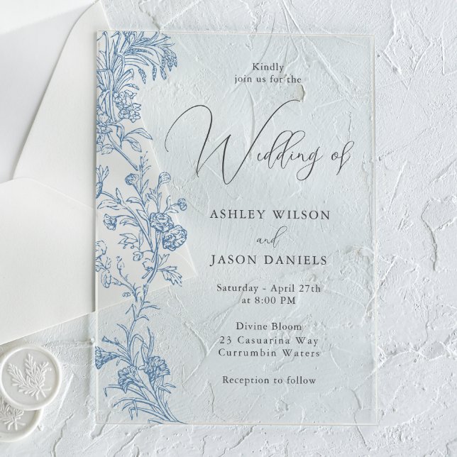 Gorgeous Elegant Vintage Floral Wedding Acrylic Invitations (Creator Uploaded)