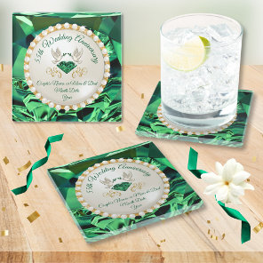 Gorgeous Emerald 55th Wedding Anniversary Gifts Glass Coaster