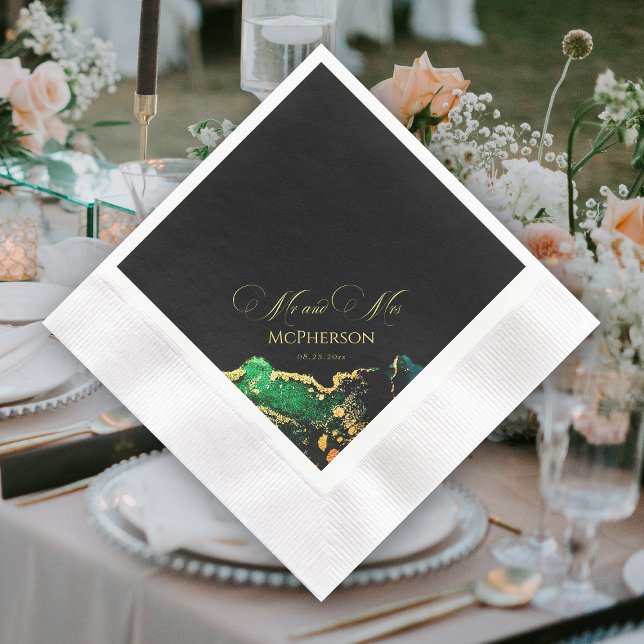 Gorgeous Emerald Green Black Bronze Wedding Napkins (Gorgeous Emerald Green Black Bronze Wedding Napkins)