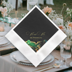 Gorgeous Emerald Green Black Bronze Wedding Napkins
