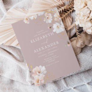 Gorgeous Enchanted Wildflowers Blush Wedding Invitation