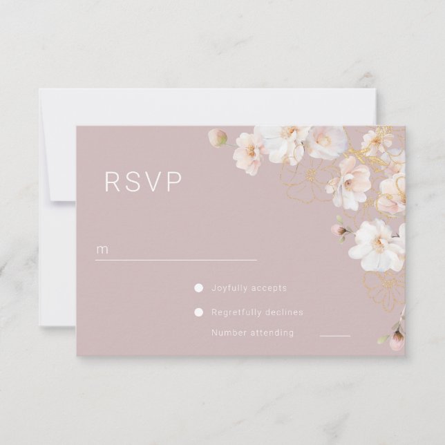 Gorgeous Enchanted Wildflowers Blush Wedding RSVP Card (Front)
