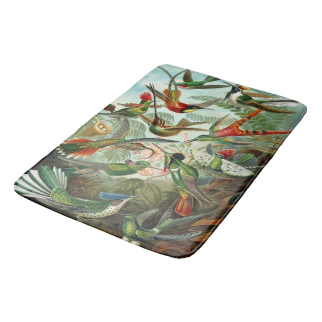 Gorgeous Ernst Haeckel Hummingbirds Bath Mat (Angled)