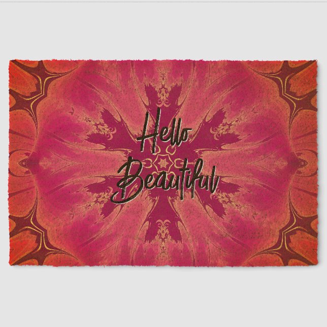 Gorgeous Exotic Flower Purple Shades Fiber Doormat (Front)