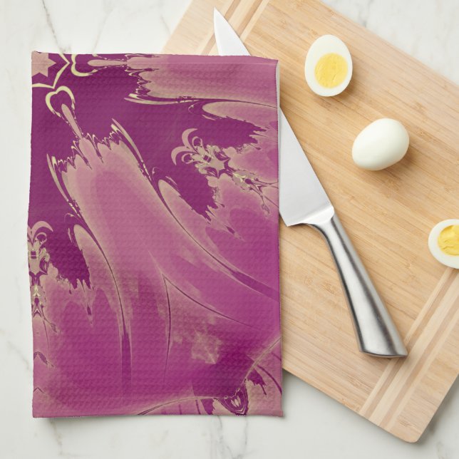 Gorgeous Exotic Flower Purple Shades Kitchen Towel (Quarter Fold)