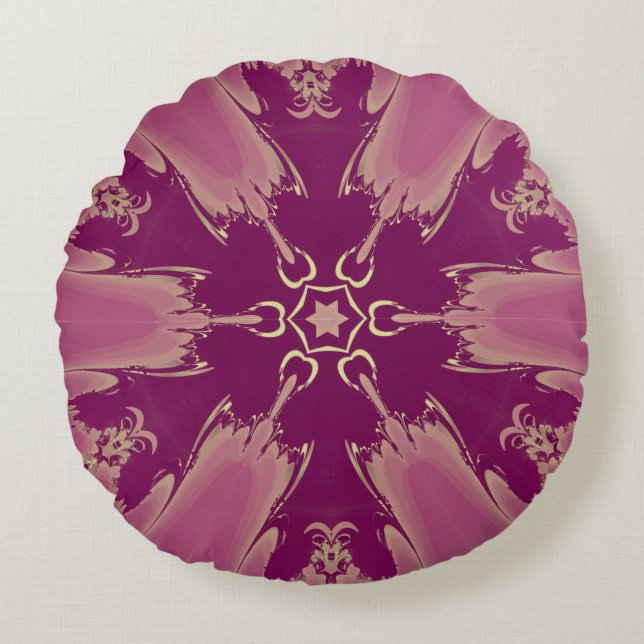 Gorgeous Exotic Flower Purple Shades Round Pillow (Front)